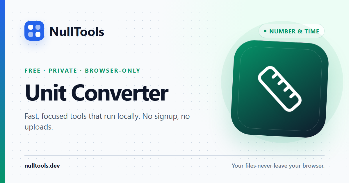 Free Online Unit Converter — Length, Weight, Volume — NullTools